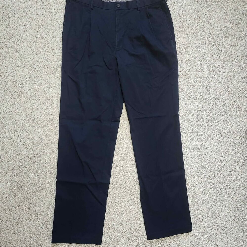 Haggar Iron Free Premium Navy Khaki Classic Fit Dress Pants Men's 36x34